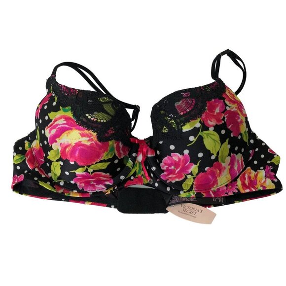 VICTORIA'S SECRET FLORAL PUSH UP BALCONET BRA 34 B NWT - Picture 2 of 7